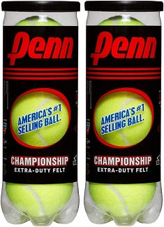 Penn Championship Tennis Balls - Extra Duty Felt Pressurized Tennis Balls - 2 Cans, 6 Balls
