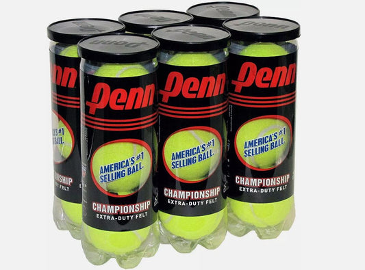 Penn Championship Tennis Balls - Extra Duty Felt Pressurized Tennis Balls - 6 Cans, 18 Balls