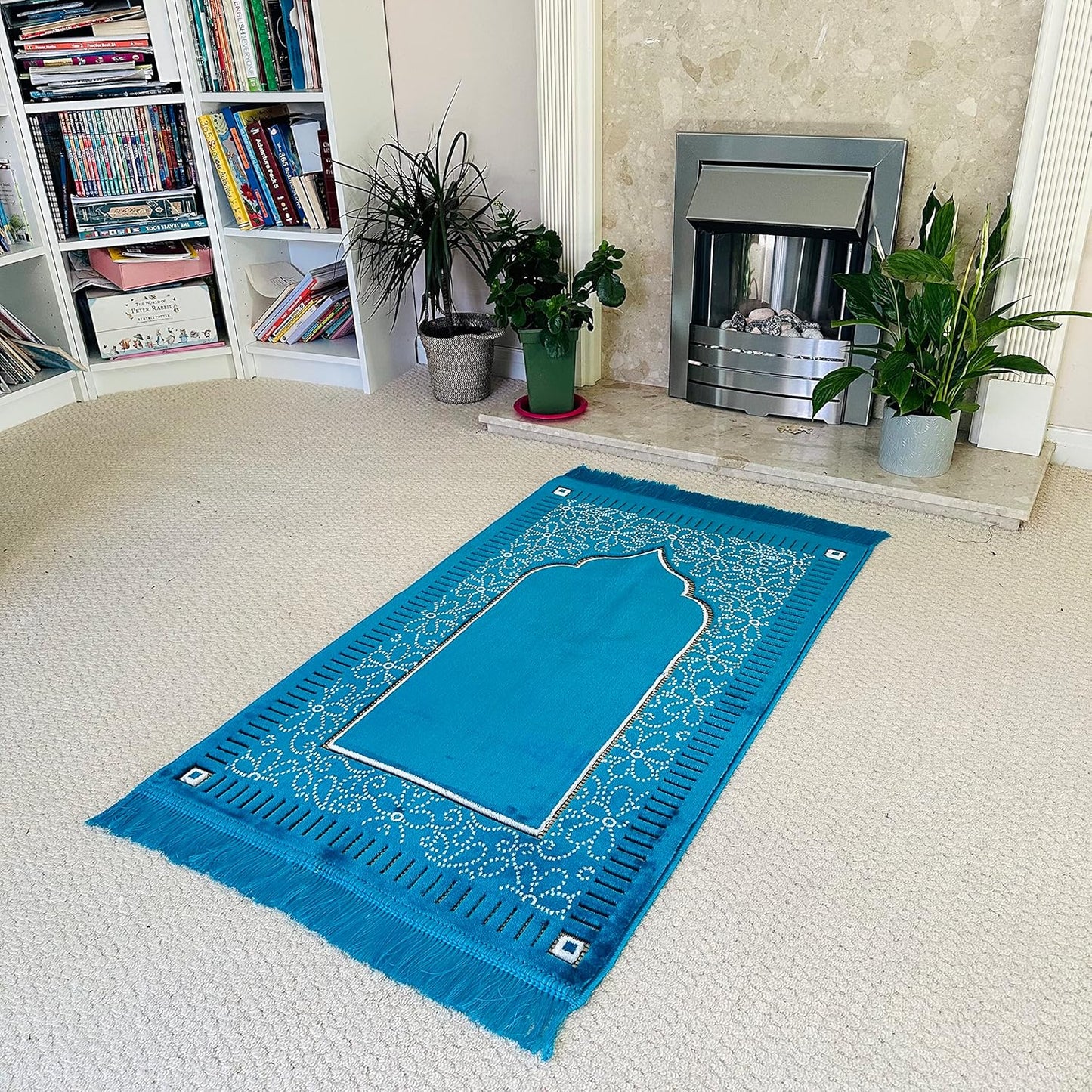 AGASMART Mihrab Patterned Original Luxury Velvet Prayer Mat/Rug- 750g Weight | Made in Turkey (Burgundy)