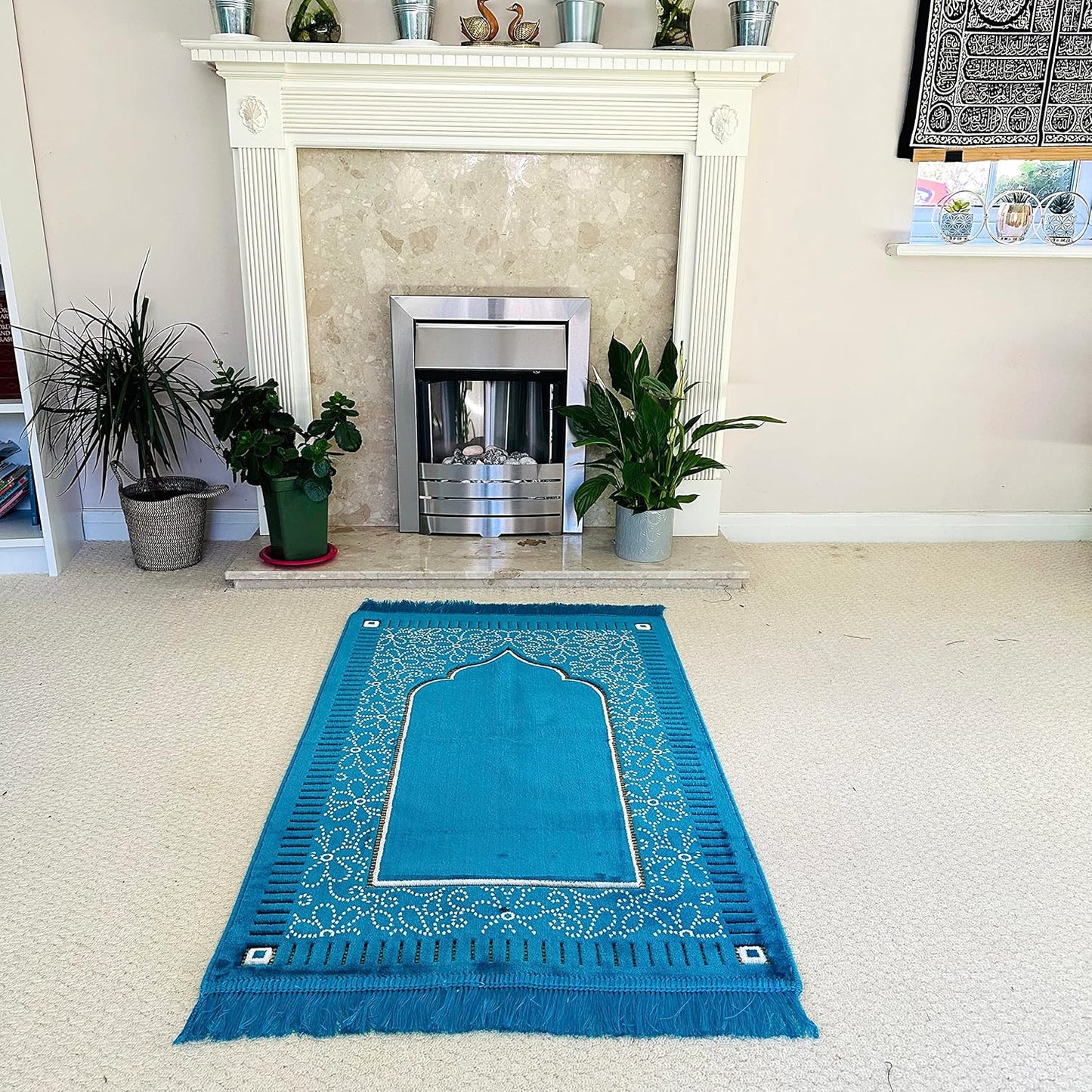 AGASMART Mihrab Patterned Original Luxury Velvet Prayer Mat/Rug- 750g Weight | Made in Turkey (Burgundy)