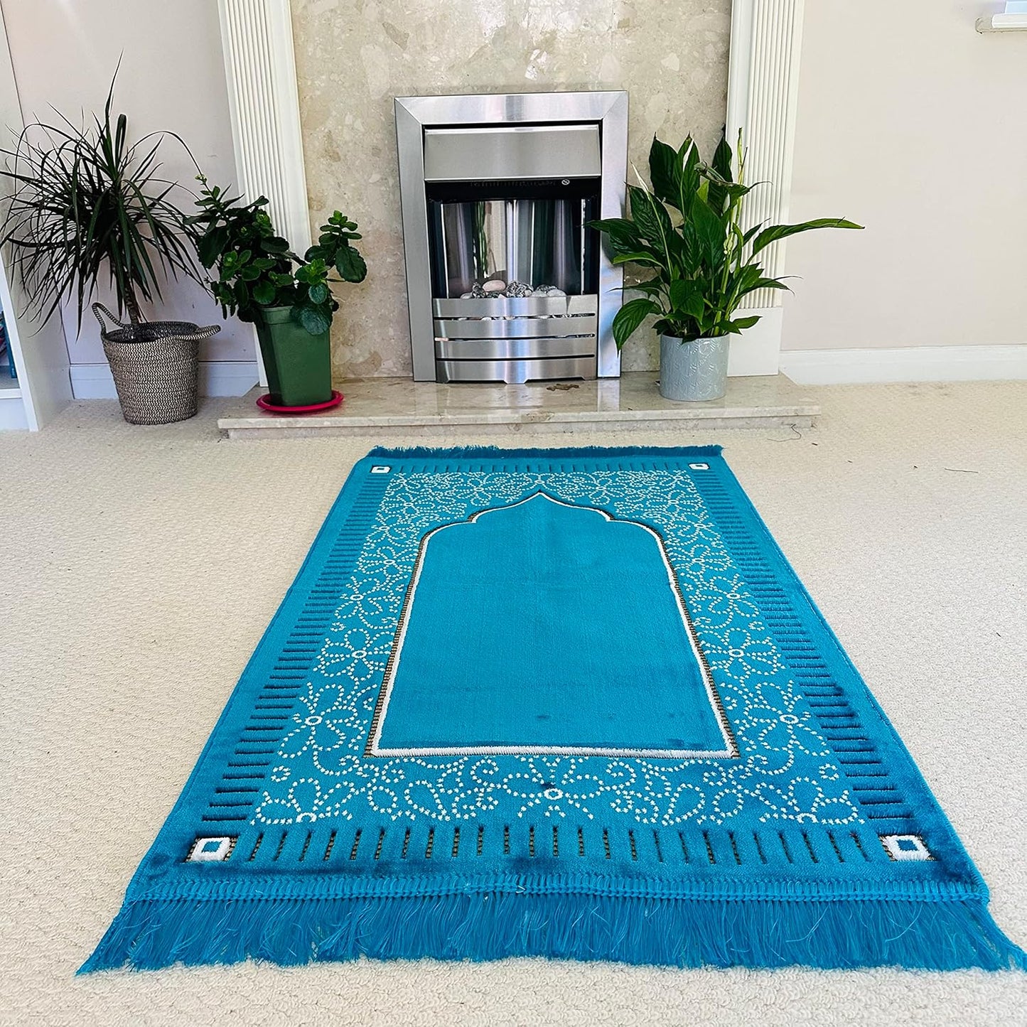 AGASMART Mihrab Patterned Original Luxury Velvet Prayer Mat/Rug- 750g Weight | Made in Turkey (Burgundy)