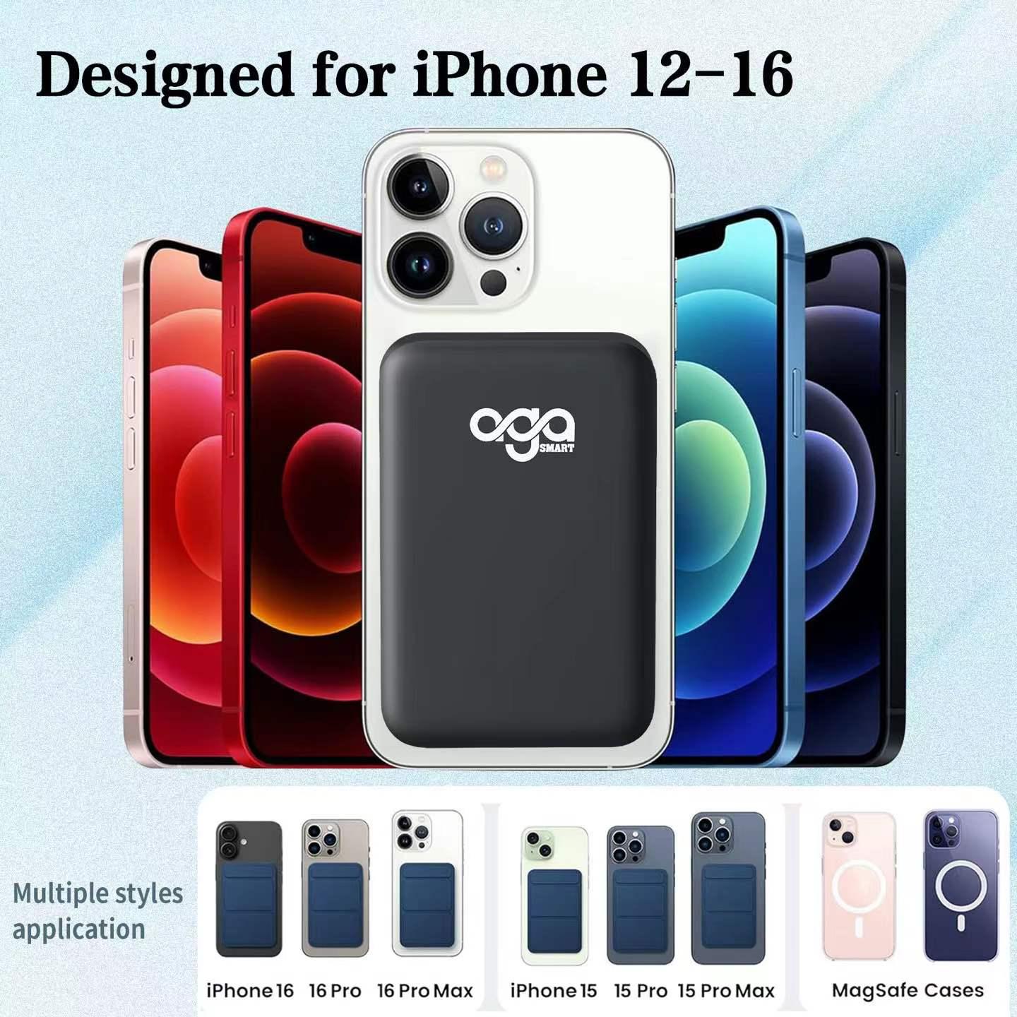 10000mAh Magnetic Wireless Power Bank and Battery Charger for iPhone 12-16