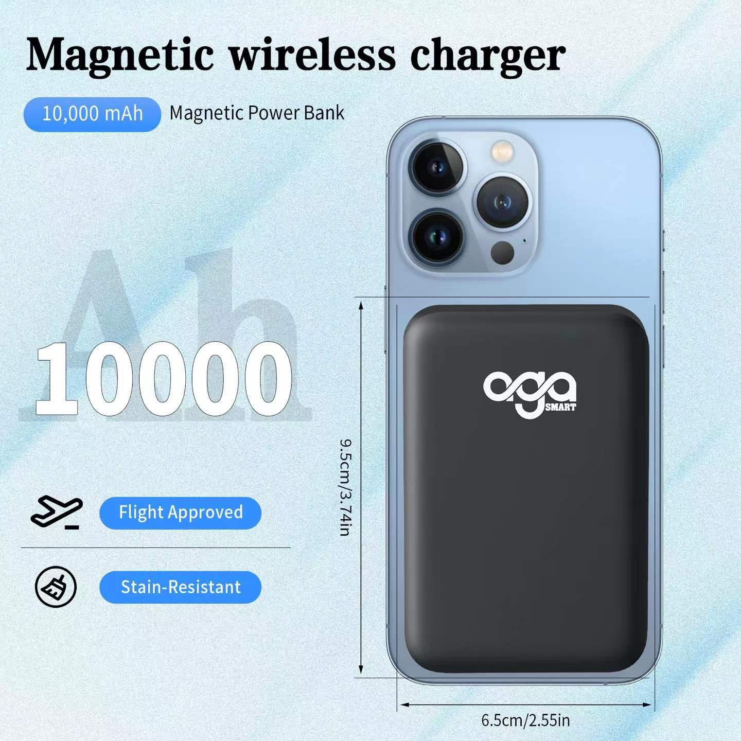 10000mAh Magnetic Wireless Power Bank and Battery Charger for iPhone 12-16