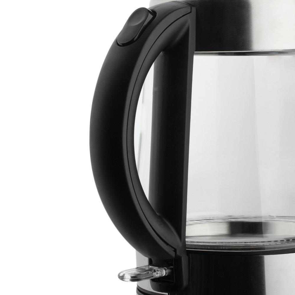 AGASMART Borosilicate Glass Electric Water Kettle 1.7L, 1500W-1800W, BPA-Free, Silver Body