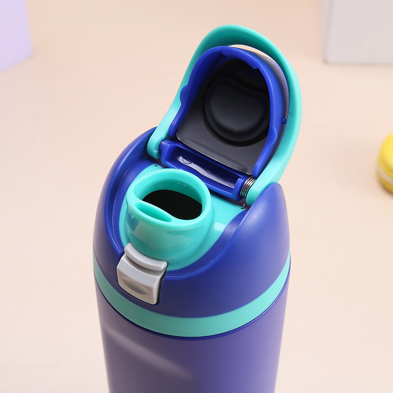 20 Oz Water Bottle with Leak Proof Lid, Carry On and Push Button | Insulated Stainless Steel Vacuum Bottle | One-handed Operation Travel Water Bottle for Gym & Sports